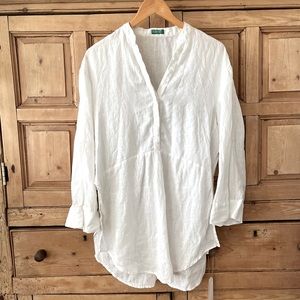 🔶United Colors of Benetton, flowy linen blouse S, resort, vacation, coverup🔶